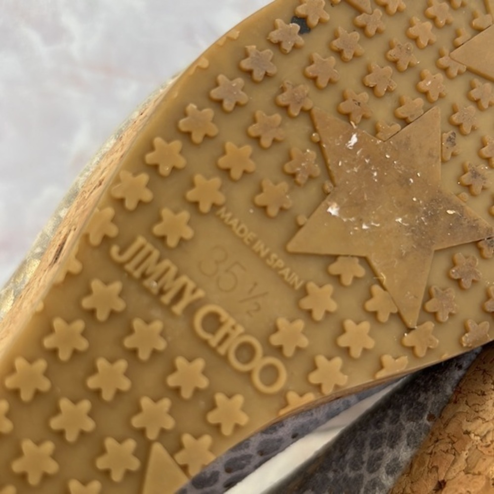 Jimmy Choo Python Praise Wedge Silver Size 35 1/2… - image 8